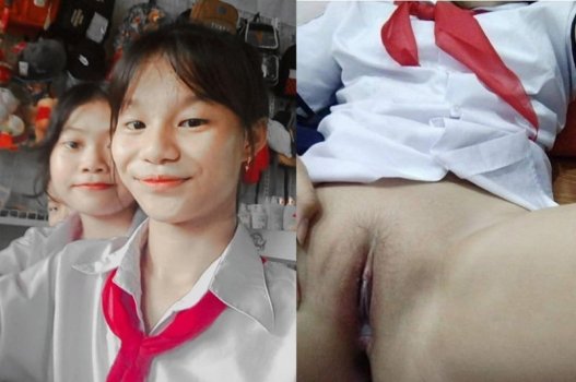 Sục em nhỏ cấp 2 đang đeo khăn quàng đỏ